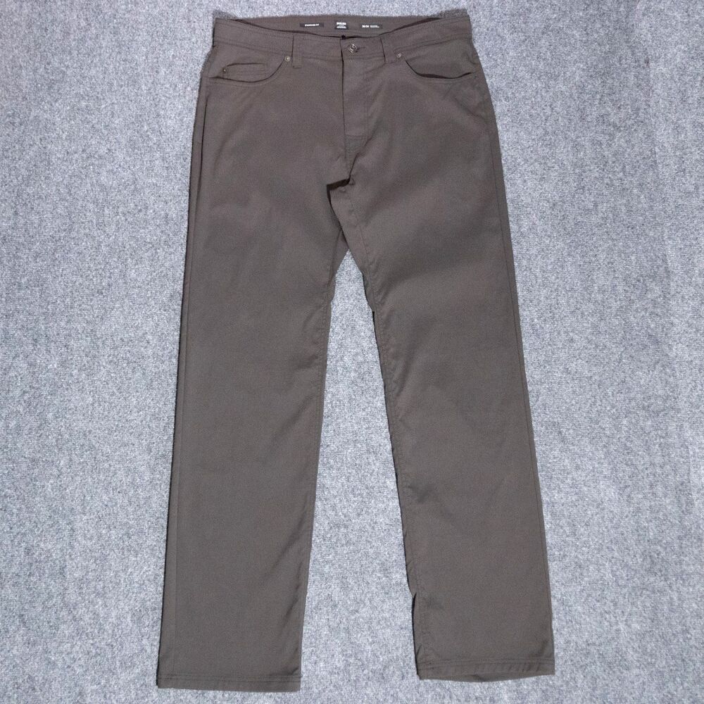 PrAna Brion Standard Fit Chino Pants Brown Stretch Hiking Outdoors Men's 36x34